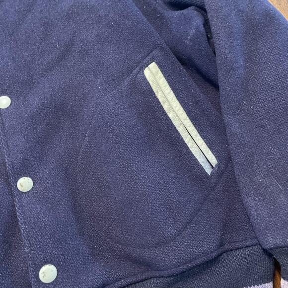 Vintage Villanova Jacket Mens Medium Blue Wool Varsity Letterman Striped 60s 70s - Picture 9 of 16